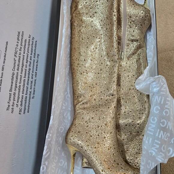 INC Saveria 5 Rhinestone Tall Over-the-Knee Boots/Gold Bling NEW!! Studded NEW!! - Picture 6 of 9